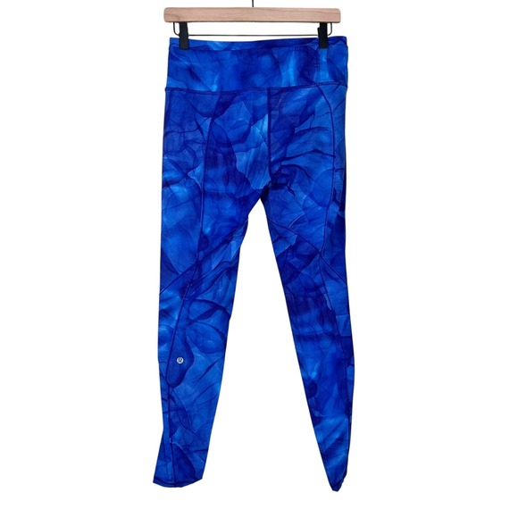 Lululemon Pants - Lululemon Blue Purple Abstract Marble Print High Rise Leggings Zipper Pockets 28